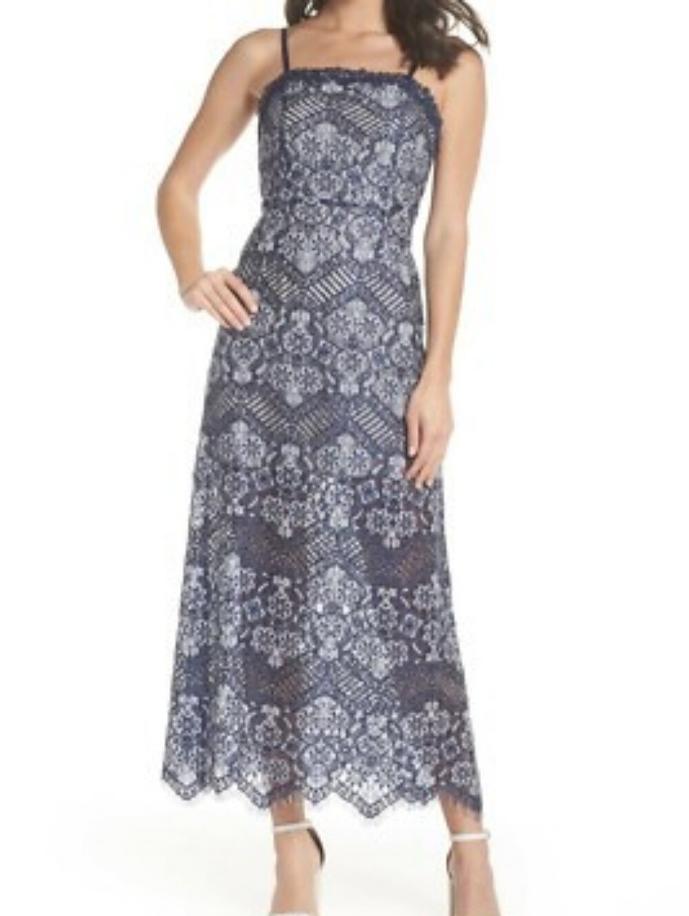 foxiedox Navy Blue Lace Slip Dress